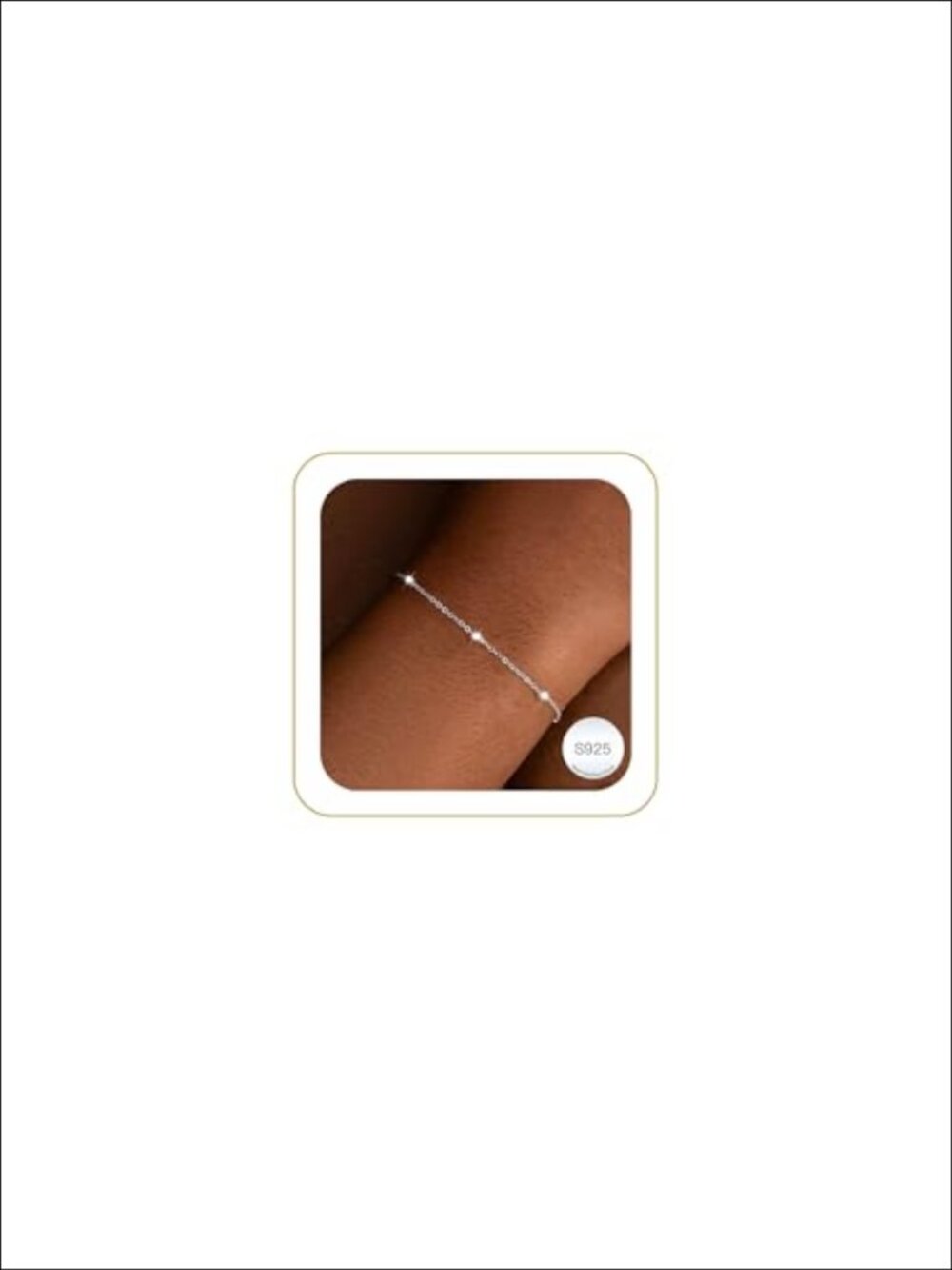 925 Sterling Silver 3mm Bead Link Bracelet for Women 7 Inch